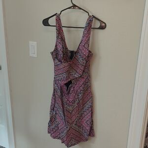 Jessica Simpson Vibrant Pink and Purple Patterned Mini Dress